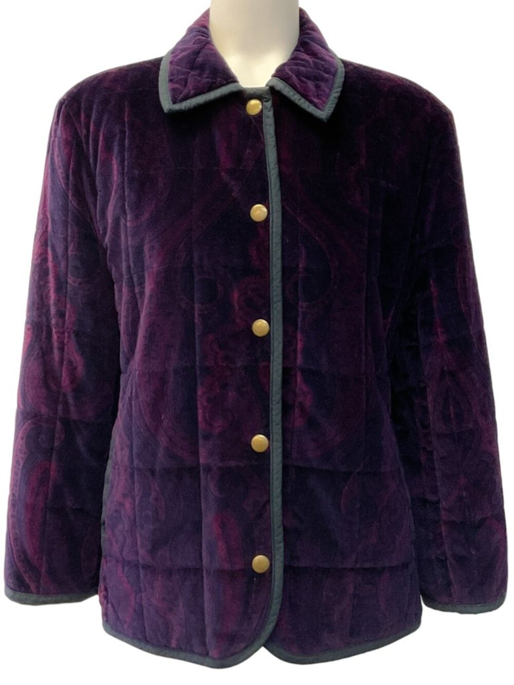 Etro Purple Paisley Velvet Quilted Jacket